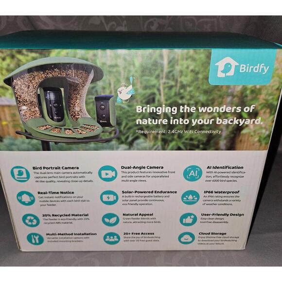 Birdfy 2 DUO Smart Bird Feeder 3 Lenses & 2 Cameras, Dual Angles, Solar-Powered - Picture 3 of 6